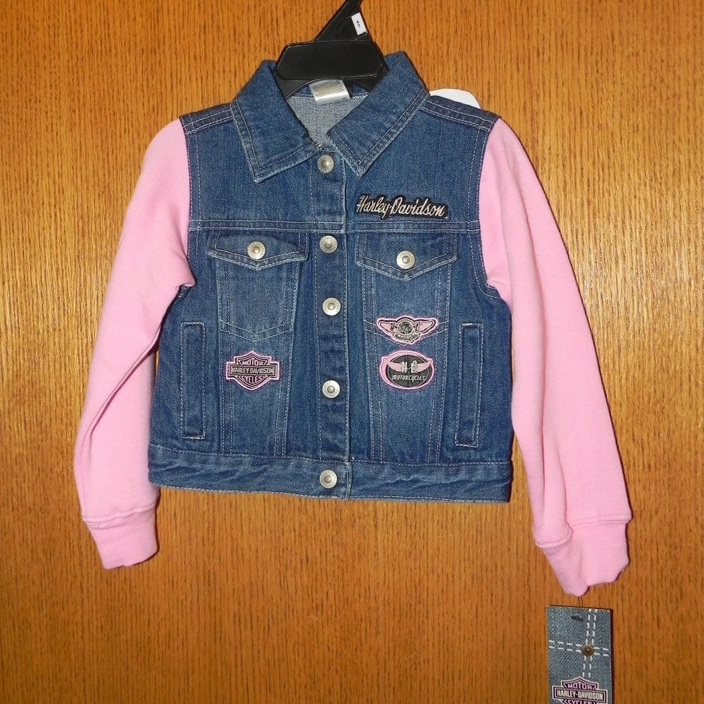 NWT Girls Harley Davidson Denim Jacket, Size 4T